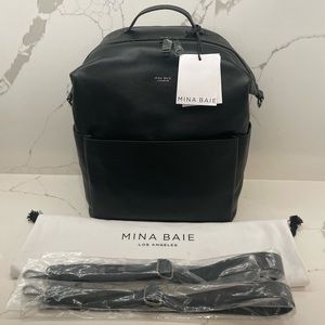 Mina Baie Leather Stevie Midi Backpack - Black & Gunmetal